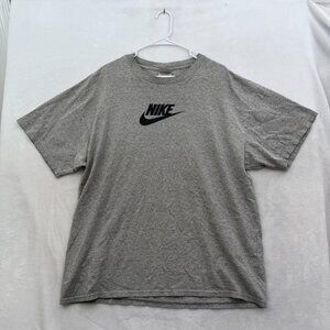 Vintage Nike T Shirt Mens XL Gray Center Swoosh Logo